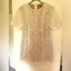 BCBG gorgeous white and tan lace mini dress size 8